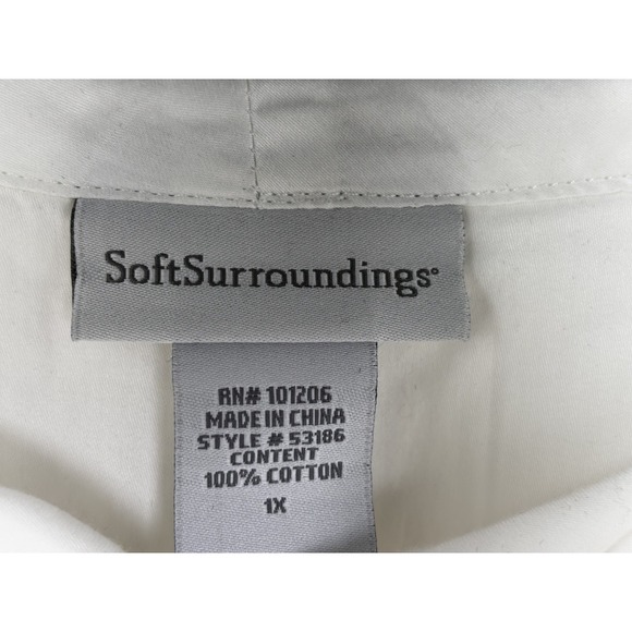 Soft Surroundings White Cotton Tunic Top 1X Oversized Lagenlook Boho Chic - Picture 6 of 6